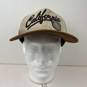 GUC Vintage Grand Central California Corduroy Bear Two Tone Snapback Hat Mens